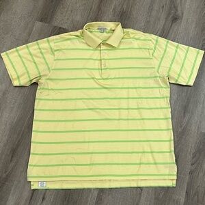 Peter Millar Size XL Classic Stripe Pale Yellow Golf Performance Polo Shirt